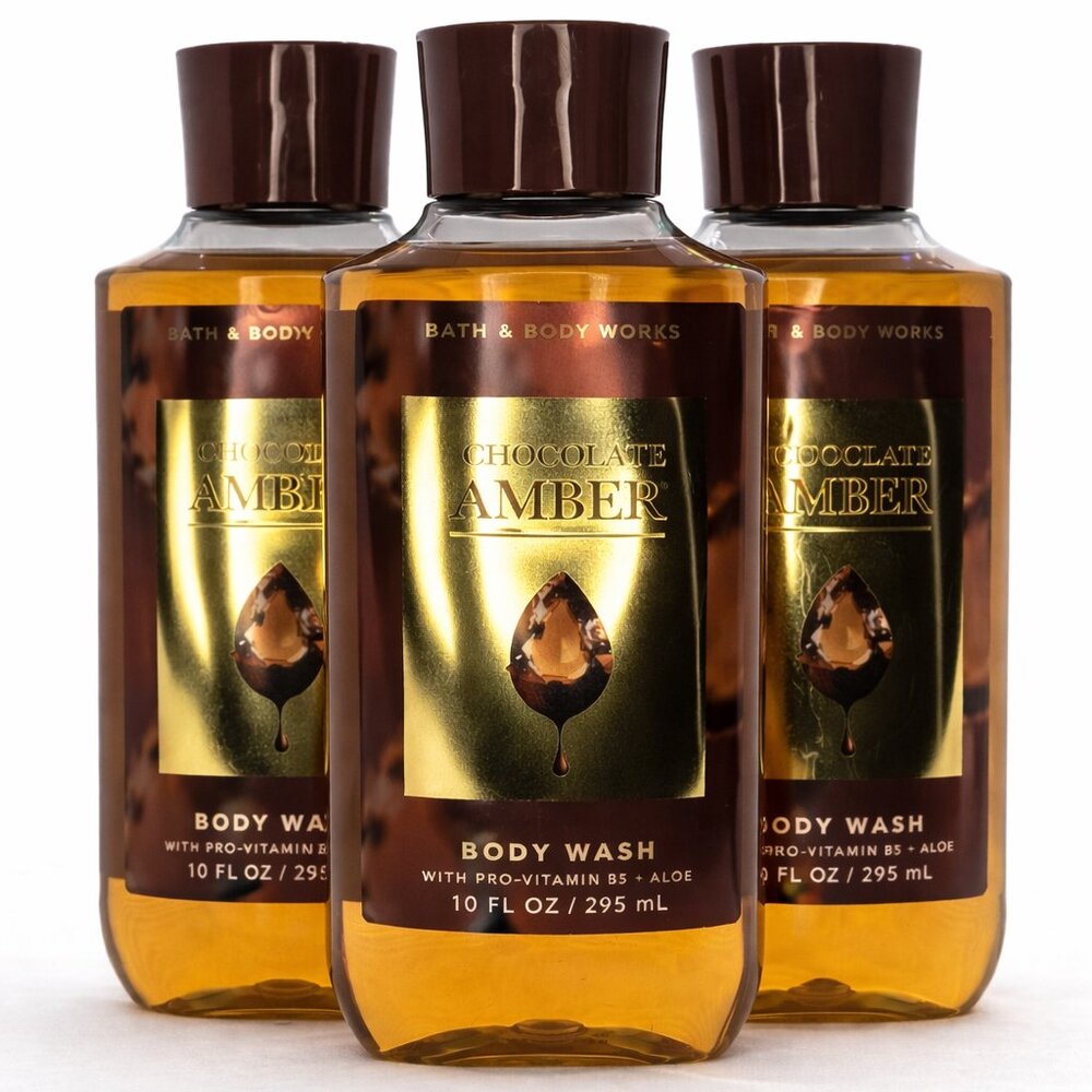 Bath & Body Works Body Wash Bundle CHOCOLATE AMBER 3Pack NEW